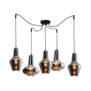 Larissa Milia Ceiling Cluster Pendant 5 Light Glass Chrome