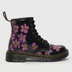 Dr Martens Black & pink 1460 pansy fayre Girls Junior Boots