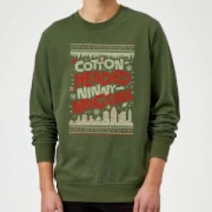Elf Cotton-Headed-Ninny-Muggins Knit Christmas Sweatshirt - Forest Green - L