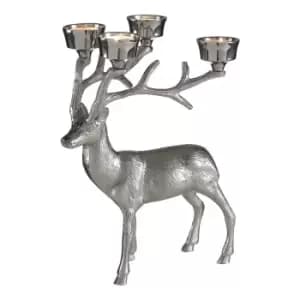 Premier Housewares Stag Tealight Holder - Nickel Finish