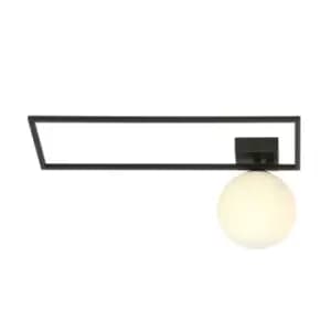 Imago Black Right Side Globe Ceiling Light with White Glass Shades, 1x E14