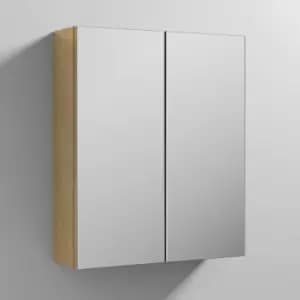 Nuie - Athena Mirrored Cabinet (50/50) 600mm Wide - Natural Oak