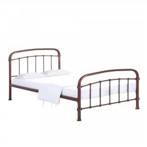 Halston Copper Metal Bed Frame Brown