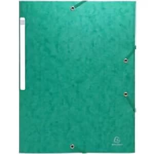 Scotten Elasticated 3 Flap Folders A4, 425gsm, Green, 5 Packs of 10
