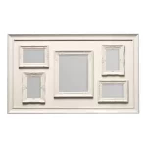 Premier Housewares Multi Photo Frame, 5 Photo Cream Plastic Frame - 1 Rectangular 8x10, 4 Rectangular 4x6"