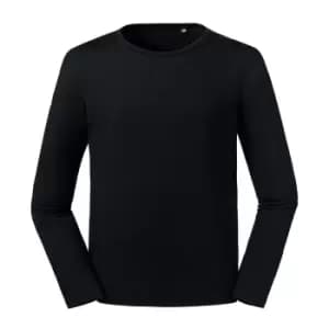 Russell Mens Pure Organic Long Sleeve T-Shirt (M) (Black)