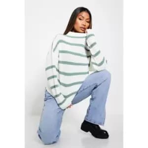 I Saw It First Slouchy Stripe Jumper - Green