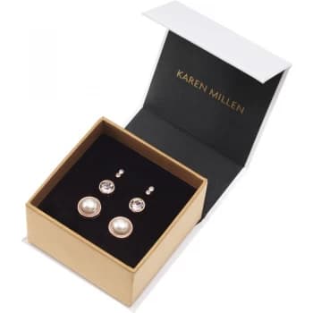 Ladies Karen Millen Crystal & Pearl Studs Set