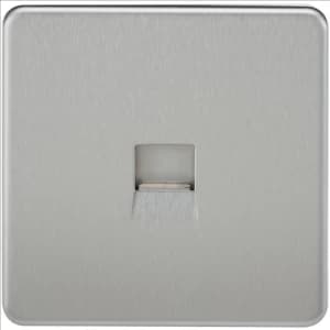KnightsBridge Screwless Brushed Chrome Telephone Extension Socket