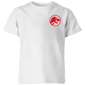 Jurassic Park Red Logo Embroidered Kids T-Shirt - White - 11-12 Years
