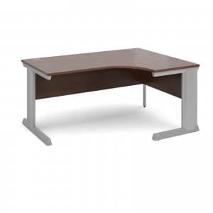 Vivo Right Hand Ergonomic Desk 1600mm - Silver Frame Walnut Top