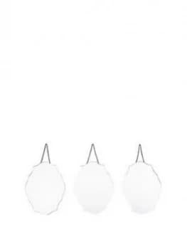 Pacific Lifestyle Set Of 3 Clear Glass Scalloped Wall Mirrors