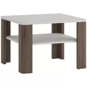Toronto Coffee Table with shelf In White and Oak - White with San Remo Oak inset