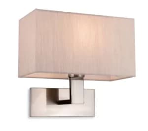 Raffles Wall Lamp Brushed Steel with Rectangle Oyster Shade