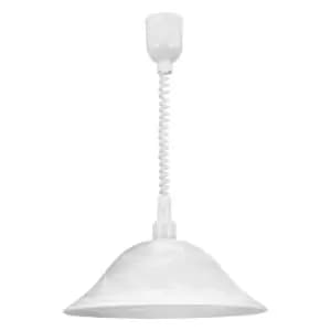 Pendant Light Height Adjust Colour White Shade Glass Alabaster Bulb E27 1x60W