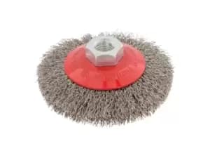 Silverline 450322 Stainless Steel Crimp Bevel Brush 100mm - M14