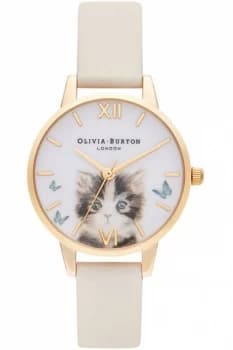 Olivia Burton Vegan Cat Watch Nude & Gold