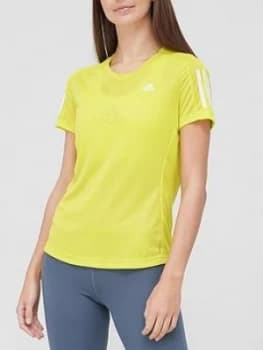 adidas Own The Run T-Shirt - Yellow , Yellow, Size L, Women