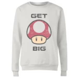 Nintendo Super Mario Get Big Mushroom Womens Sweatshirt - White - L