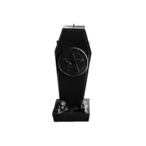 Metallic Black Coffin With Pentagram Candle