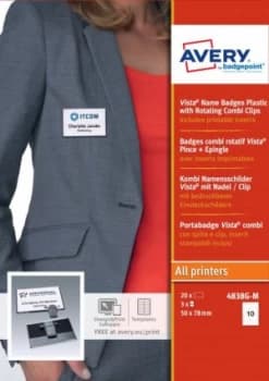 Vista 50 Name Badge Combiclip Anthracite 20 Badges 10 Lbls