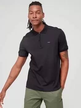 Calvin Klein Mix Media Interlock Polo Shirt - Black Size M Men