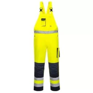 Portwest Dijon Hi Vis Bib and Brace Yellow / Navy XL