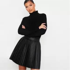 I Saw It First Faux Leather Pleated Mini Skirt - Black