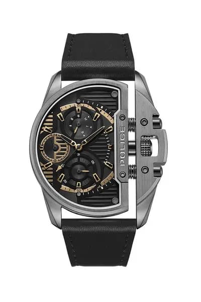 Police Daintree Leather Strap Watch - Black - Stainless Steel
