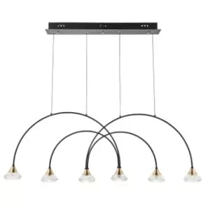Zander 6 Light Integrated LED Warm White Bar Ceiling Pendant Matt Black