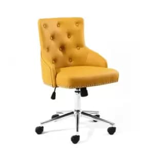 Yellow Tufted Leather Effect Luxury Office Chair with Stud Detail