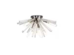 6 Light E14, Semi Flush Polished Nickel , Clear Glass