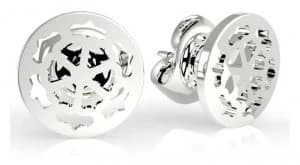 Guess Womens 'Peony Art' Silver Cut Out Stud Earrings Jewellery