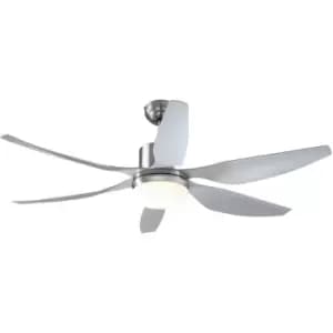 Reversible Ceiling Fan w/ Light, 6 Blades Indoor LED Lighting Fan, Silver - Homcom