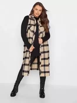 Yours Sleeveless Maxi Natural Check Shirt, Natural, Size 20, Women