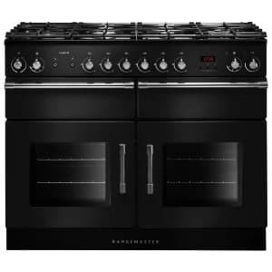 Rangemaster ESP110DFFBL/C (121310) Esprit 110 Dual Fuel Range Cooker, Black/Chrome