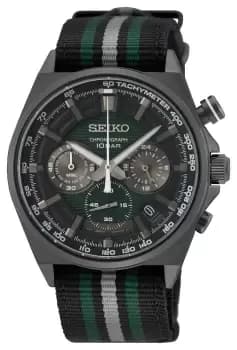 Seiko SSB411P1 Mens Chronograph Green Dial Black and Watch