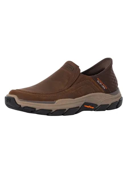 Skechers Slip-ins Leather Trainers Brown 6 UK