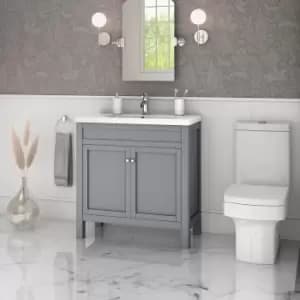 800mm Cloud Grey Freestanding Vanity Unit and Ashford Close Coupled Suite - Avebury
