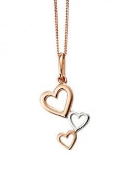 The Love Silver Collection Rose Gold Plated Sterling Silver Heart Cascade Pendant