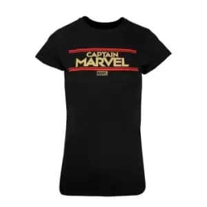 Captain Marvel Womens/Ladies Letters T-Shirt (M) (Black)