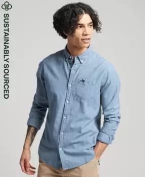 Superdry Mens Classic University Oxford Shirt Blue / Indigo Chambray Oxford - Size: L