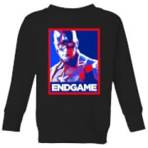 Avengers Endgame Captain America Poster Kids Sweatshirt - Black - 3-4 Years