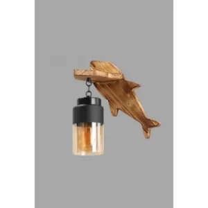 Bal?k yan?k siyah caml? aplik Black Brown Wall Lamp