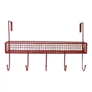 Geko Mesh Over Door Shelf With 5 Hooks Red