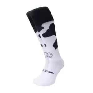 Wacky Sox Cow Print Football/Rugby Socks Snr - White