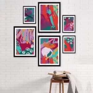 SET_018 Multicolor Decorative Framed Painting (6 Pieces)
