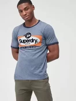 Superdry Vintage Logo Ringer T-Shirt, Navy, Size 2XL, Men