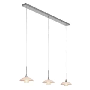Tallerken Straight Bar Pendant Ceiling Light Steel Brushed, Glass Shiny
