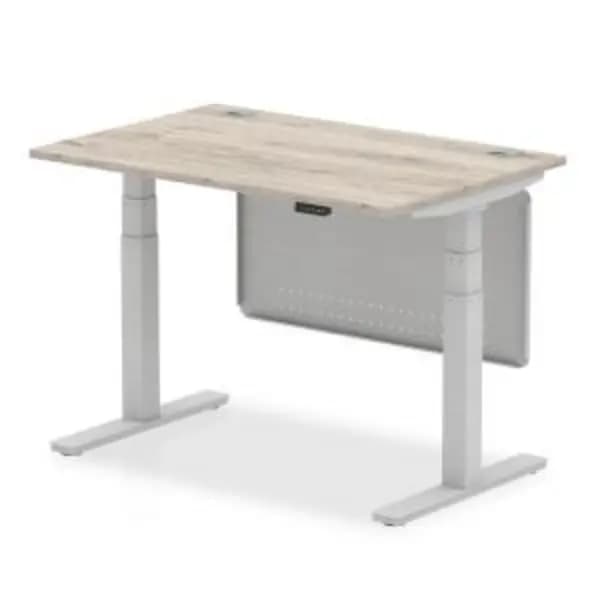 Air 1200 x 800mm Height Adjustable Desk Grey Oak Top Cable Ports DYNHA01409